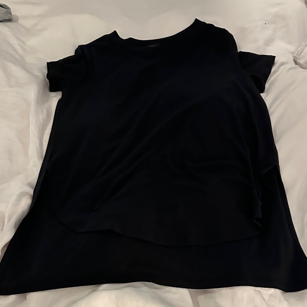 Halogen Black Short Sleeve Layered Top